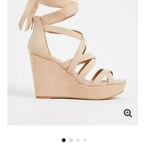 BNWT NIB Torrid Beige Faux Suede Ankle Wrap Wedge